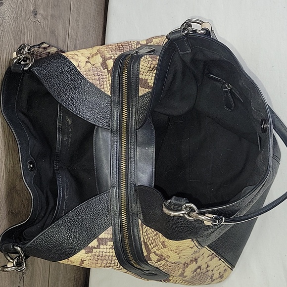 Coach Exotic Lexy Snake Black Pebble Leather Shoulder Bag F57505 - Picture 9 of 13